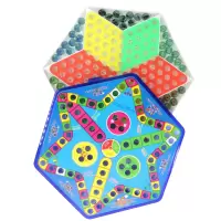 [规格:跳棋+飞行棋 二合一]跳棋 玻璃球 游戏棋 益智 大人桌面 玻璃珠弹珠 飞行棋老式