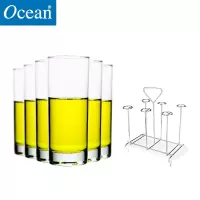 ocean进口无铅玻璃杯水杯牛奶饮料果汁茶杯子6只290ML配水杯架子套装