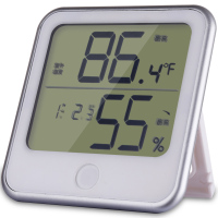 得力 8959 温度计家用室内温湿度计台放室内温度湿度计LCD屏显带探头 灰白色(单位:个)