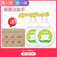 安洁 抑菌呵护洗手液儿童泡沫型255g*2瓶 青苹果香型新设计小熊魔术泵头 JW（附加三片75%酒精棉片）