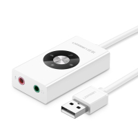 绿联 30448 USB2.0多音效声卡 线规:28AWG 白色 30448