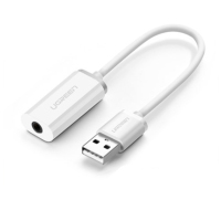绿联 US206 USB2.0声卡 USB A公转 3.5 AUX 白色 30712