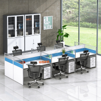 企购优品 屏风办公桌职员桌员工桌员工位工作位电脑桌卡座王字型6人位