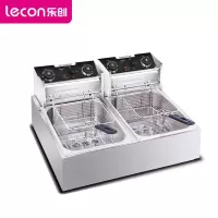 乐创(lecon) 电炸炉加厚商用单缸油炸炉油炸锅电炸锅炸薯条油炸机 16升双缸炸炉