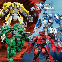 沃马(WOMA)玩具男孩子益智拼装拼插积木C0410机甲联盟之2合1变形机器人圣龙骑士(390PCS)