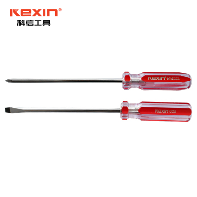 科信(kexin)Cr-V彩条一字螺丝批 磁性一字螺丝刀 起子改锥 6*150mm 1盒(12支/盒)KX206150