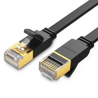 绿联 NW106 七类扁平全铜网线 黑色 带屏蔽 铜壳镀金水晶头 STP全铜 3米 11262