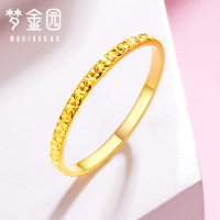 梦金园 黄金车花戒指 闭口指环简约尾戒 足金首饰
