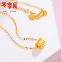 梦金园 车花黄金小蛮腰项链 足金路路通锁骨链 黄金首饰