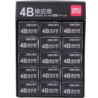 得力(deli)学生橡皮擦 绘图美术4B橡皮 黑色易檫小号橡皮擦 7545 30块/盒