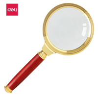 得力(deli)复古金属框木质手柄架放大镜 直径60mm 9096