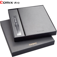 齐心 COMIX C8301 Compera皮面本商务套装记事本日记本子钢笔礼盒装黑 A5 本+1支钢笔+6支墨囊