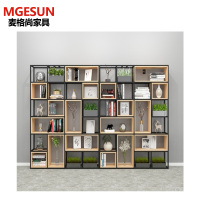 麦格尚 MGS-TYZWJ 客厅隔断玄关实木板隔板落地简易书架办公室铁艺置物架