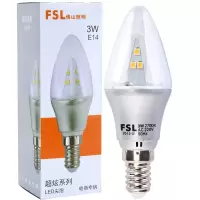 佛山照明(FSL)LED尖泡水晶灯泡3W透明E14尖泡暖白光 2700K 炫银
