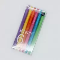 晨光KINOAGP83013按动中性笔套装彩笔杆0.5mm黑色笔 6支装
