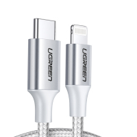 绿联US304 Type-C转Lightning 铝壳数据线 银色 1米 70523
