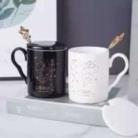S322-1镀金星星黑白马克杯对杯