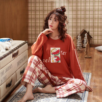 俞兆林2020春季韩版睡衣套装女长袖棉质卡通套头睡衣女宽松薄款可外穿女睡衣