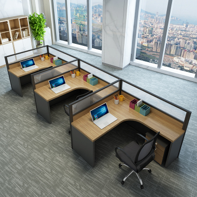 鑫办公 现代简约 办公桌椅组合职员办公家具46人位转角员工桌隔断屏风卡座
