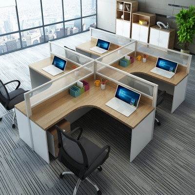鑫办公 职员办公桌椅简约现代46人位电脑桌隔断屏风卡座组合办公家具
