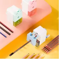 得力(deli) 简约式学生削笔机/铅笔削笔器/卷笔刀/转笔刀 蓝色0744