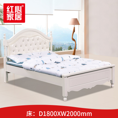 【红心家居】实木床1.8米双人床现代简约床