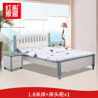[红心家居]实木床1.8米双人床简易经济型床