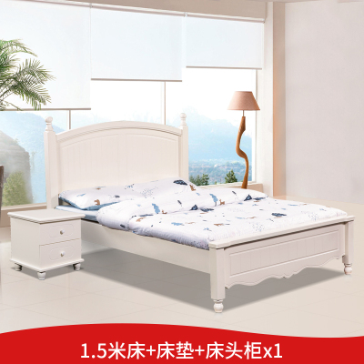 [红心家居]实木床双人1.5米经济型简易床