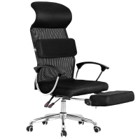 电脑椅家用办公室可平躺搁脚升降转椅高靠背网布椅 黑色
