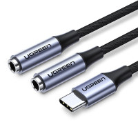 绿联AV136.3.5mm公对母音频转接线 银白色 20850