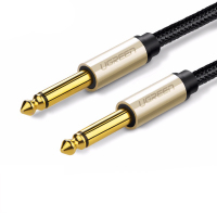 绿联AV128 .6.35mm公对公功放音响连接线 棉网编织黑色 5米 40813