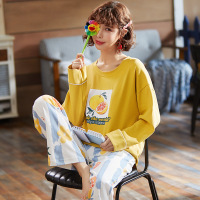 俞兆林睡衣女春秋季棉质长袖可爱卡通学生可外穿家居服女韩版宽松套头纯棉睡衣两件套装