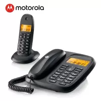 摩托罗拉(Motorola)CL101C数字无绳电话机 无线座机 子母机一拖一 办公家用 大屏幕 双清晰免提套装(黑色)