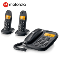 摩托罗拉(Motorola) CL102C数字无绳电话机 无线座机 子母机一拖二 办公家用 中文显示 双免提套装(黑色)