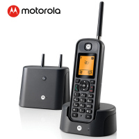 摩托罗拉(MOTOROLA) O201C 远距离数字无绳电话机无线座机子母机单机 办公家用 中英文可扩展别墅定制(黑色)