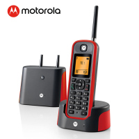 摩托罗拉(MOTOROLA) O201C 远距离数字无绳电话机无线座机子母机单机 办公家用 中英文可扩展别墅定制(红色)