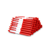 得力(deli)0.7mm按动60支圆珠笔中油笔 红色原子笔