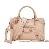 Balenciaga/巴黎世家女士羊皮流苏装饰手拎单肩斜跨包390160裸粉色6310