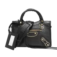 Balenciaga/巴黎世家女士羊皮流苏装饰手拎单肩斜跨包390160黑色1000