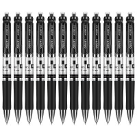 得力(deli)黑色0.5mm按动中性笔水笔经典办公签字笔 12支/盒 Y 1848
