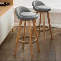 实木布艺休闲吧台椅