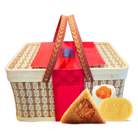 五芳斋雅味五芳礼盒1360g五芳斋粽子礼盒猪肉彩豆豆沙栗子猪肉粽8只粽子6只蛋4只绿豆糕