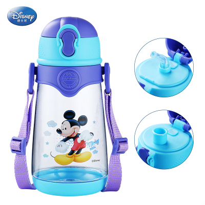 迪士尼(Disney)儿童水杯夏天户外便携宝宝吸管学饮杯夏季防摔塑料杯子一杯双盖水壶