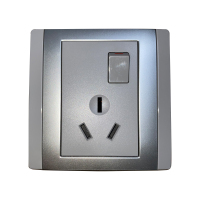 带开关三孔插座 亮银 250V 16A