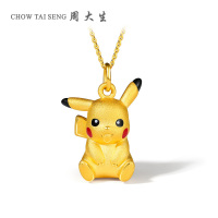 周大生黄金吊坠官方正品乖萌皮卡丘足金吊坠宝可梦系列硬金首饰