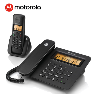 摩托罗拉(Motorola)C2601数字无绳电话机 无线座机 子母机一拖一 办公家用 双免提大屏背光 一键拨号(黑色)