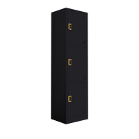 洛克菲勒 LUO KE FEI LE 多门更衣柜 单3门感应锁 黑色