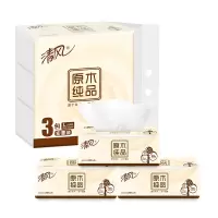 清风 抽纸 原木纯品 2层200抽软抽纸巾一提3包装 9735