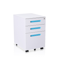 洛克菲勒 LUO KE FEI LE 三抽彩色拉手抽屉柜/移动文件柜 600×390×520MM