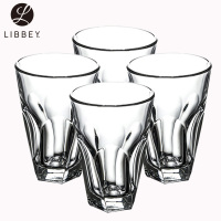 Libbey利比 扭转直布罗陀系列296ml玻璃杯沙冰奶茶杯果汁杯啤酒杯家用透明水杯 四只装